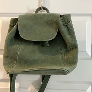 Green leather coach, backpack purse